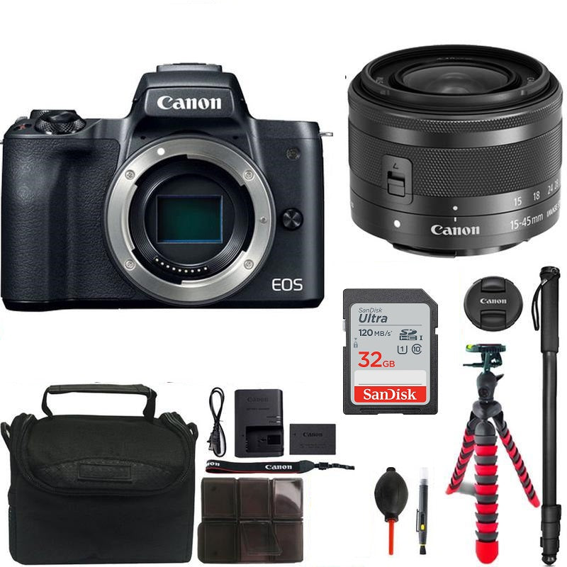 Foresee partikel fantastisk Canon EOS M50 Mirrorless Digital Camera Black with 15-45mm Lens Deluxe –  iHeartCamera