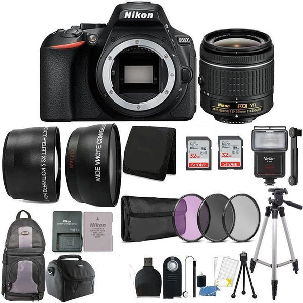 Nikon D5600 24.2MP DSLR Camera with 18-55mm Lens and 64GB Accessory Bundle