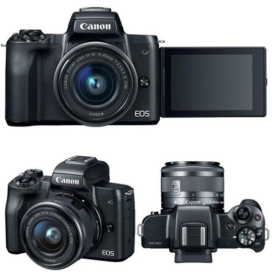 Canon EOS M50 Mirrorless Digital Camera Black with Canon 15-45mm + Canon EF-M 22mm f2 STM Lens