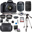 Canon EOS 2000D / Rebel T7 24.1MP Digital SLR Camera + 18-55mm Lens + 75-300 lens+ 32GB Accessory Bundle