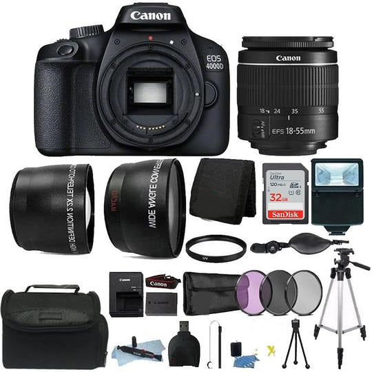 Canon EOS 4000D 18MP Digital SLR Camera + 18-55mm Lens + 16GB Top Accessory Kit