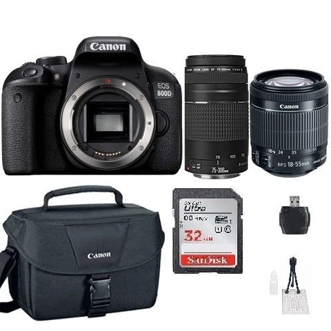 Canon EOS 800D 24.2MP Digital SLR Camera with 18-55mm, 75-300mm and Original Canon Case Premium Bundle