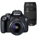 Canon EOS 3000D 18MP DSLR Camera + Canon EF-S 18-55mm III f/3.5-5.6 Camera Lens + Canon EF 75-300mm f/4.0-5.6 III Lens