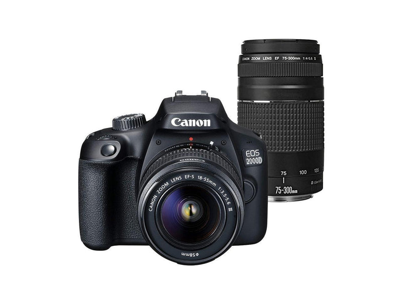 Canon EOS 2000D / Rebel T7 24.1MP Digital SLR Camera + Canon EF-S 18-55mm Lens + EF 75-300mm Lens