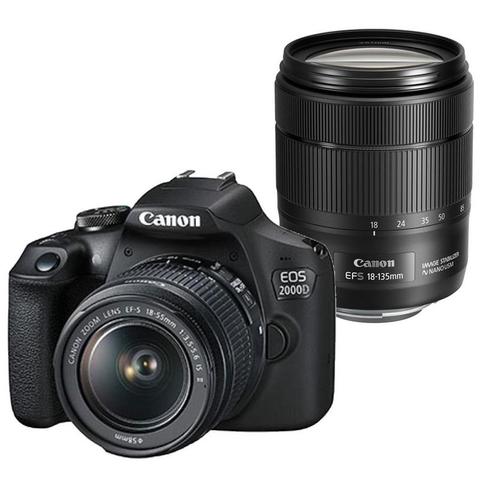 Canon EOS 2000D Digital SLR 24.1MP Camera with Canon 18-55mm and Canon EF-S 18-135mm IS USM Lens